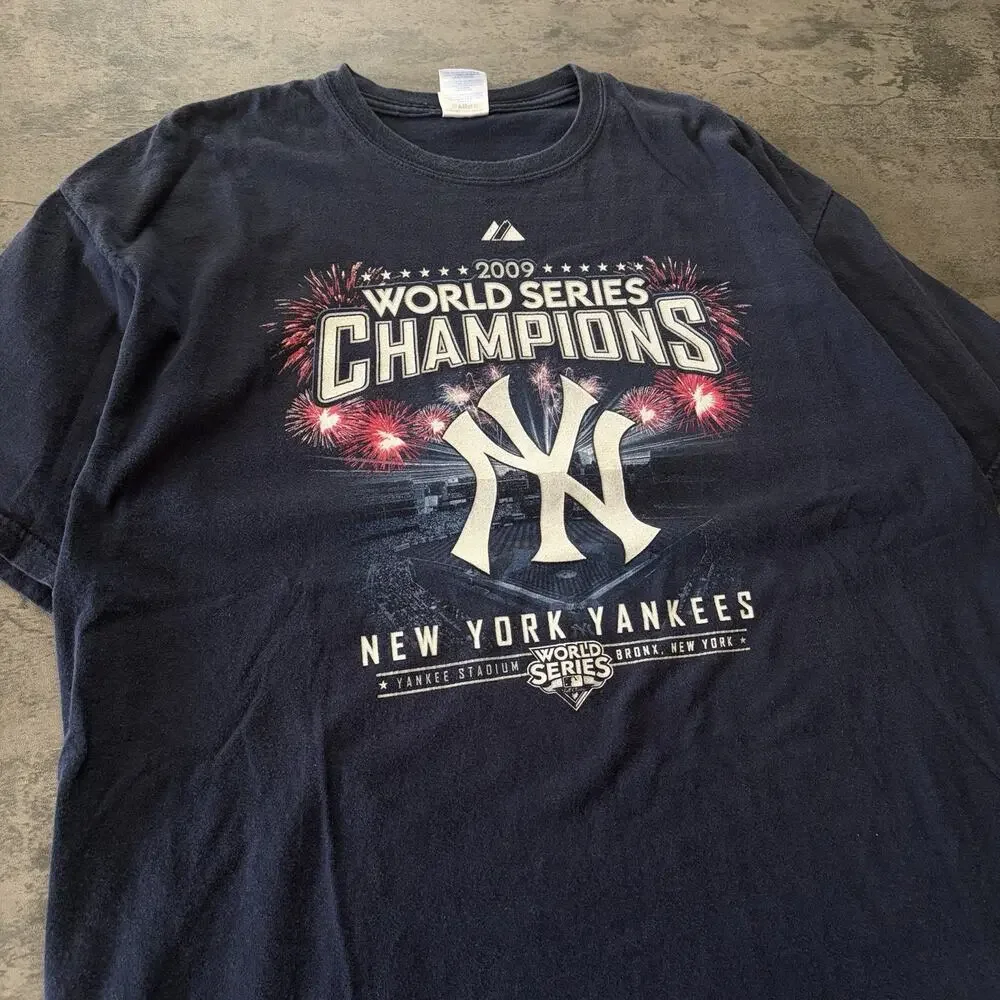 New York Yankees Shirt Mens XLarge 2009 MLB World Series Champions Majestic